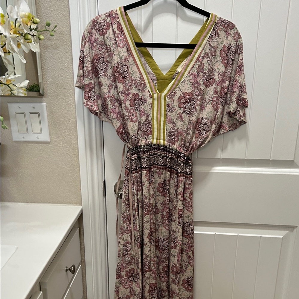 Mystree Pink and Cream Floral Maxi Boho Dress